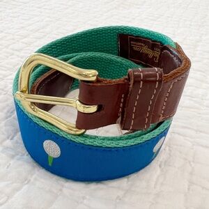 Bullington Belt Mens 34 Blue Green Golf Design Preppy Heritage Novelty Casual